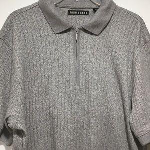 John Henry Taupe 1/4 Zip Sweater Shirt Size L